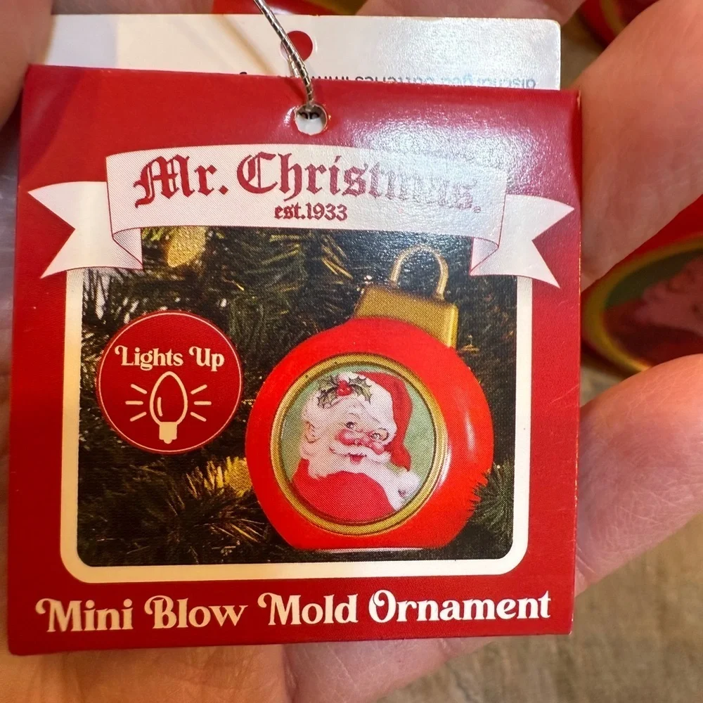 Mr. Christmas Mini Blow Mold Light Up Santa Christmas Ornament 5” Retro Holiday